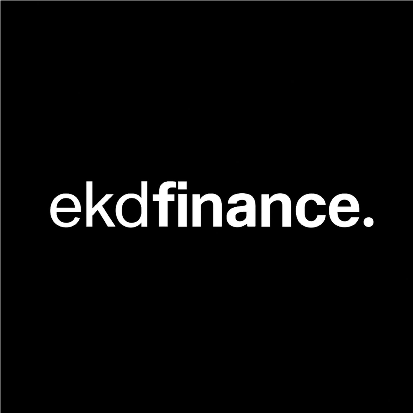 EKD Finance logo: the wordmark "ekdfinance." in white on a black square
